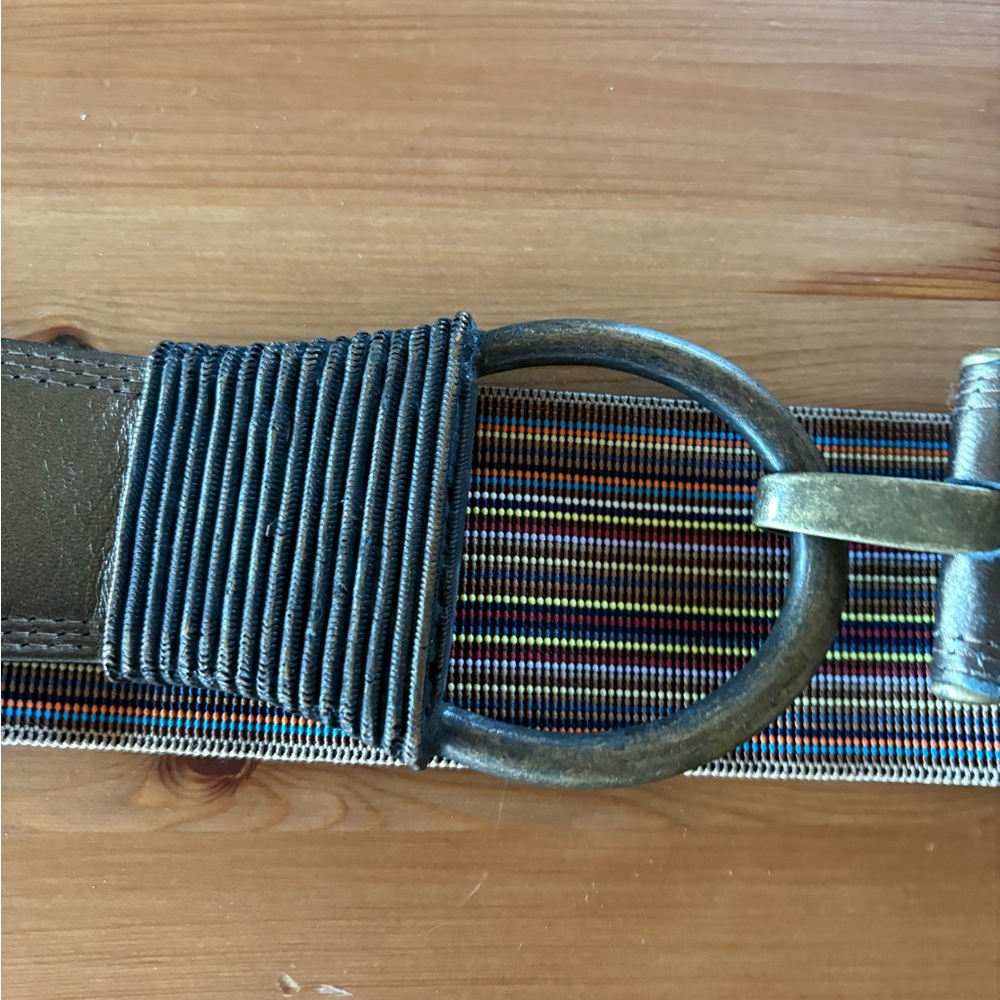 Suzi Roher Wide Stretch Cinch Metal Buckle Statement Belt Size Large - Picture 5 of 10